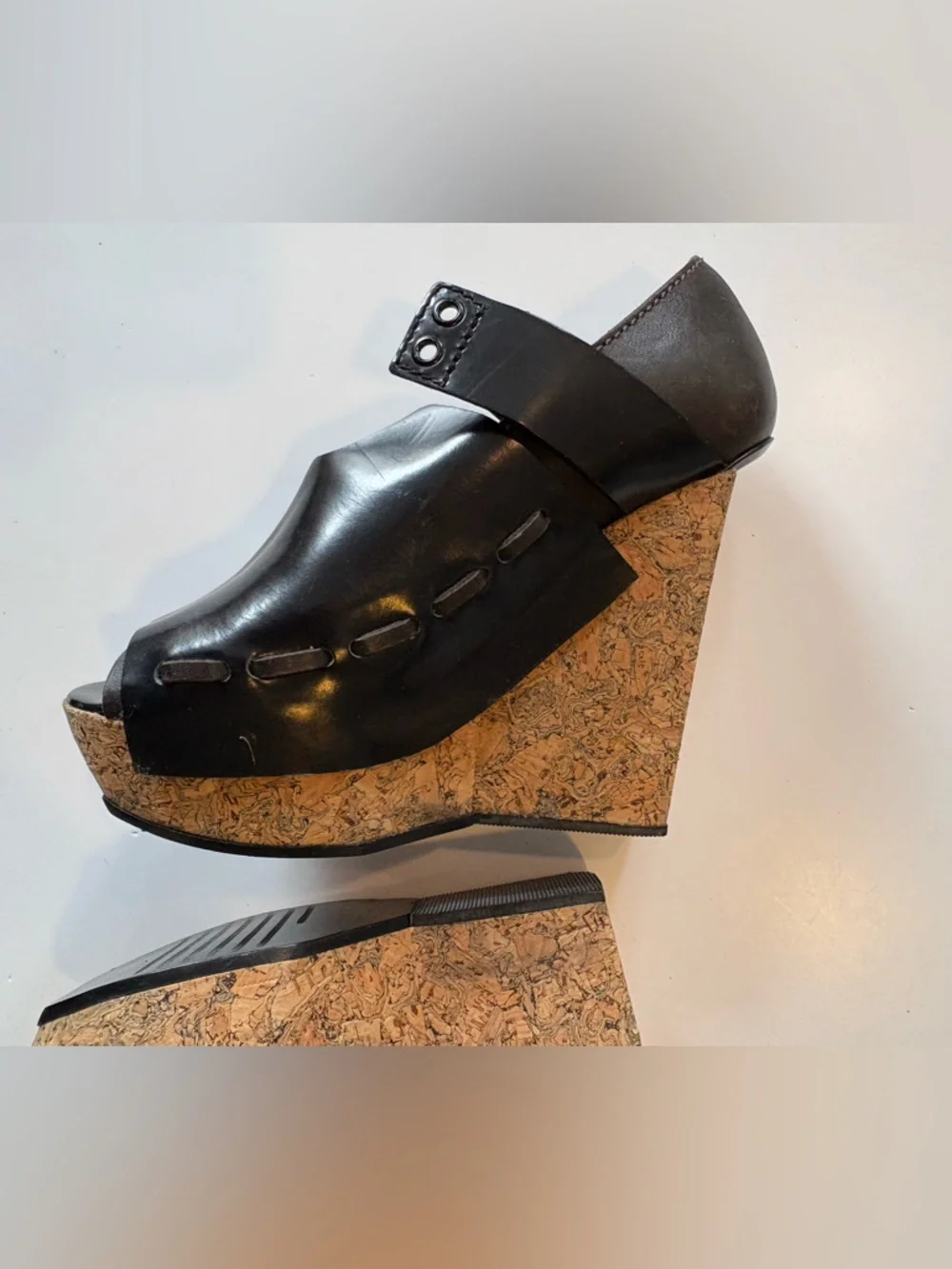 Acne Studios || Halo Wedges‎ Cork Heel Lace Up Black 39